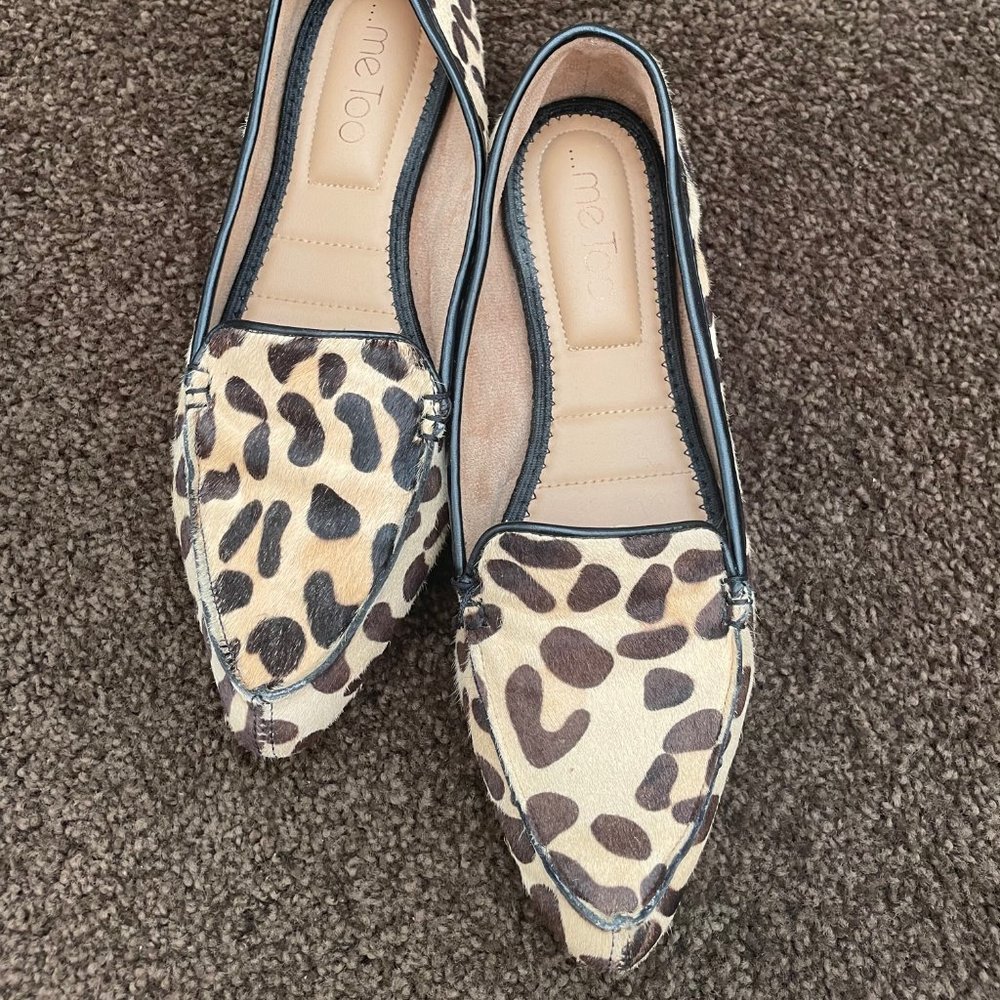 Leopard Print Calf Hair Loafers - Size 6.5